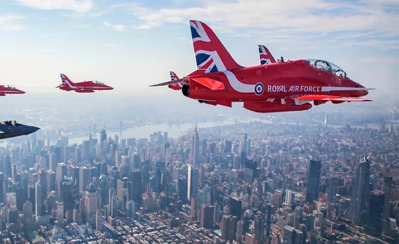 Red Arrows flying over New York City